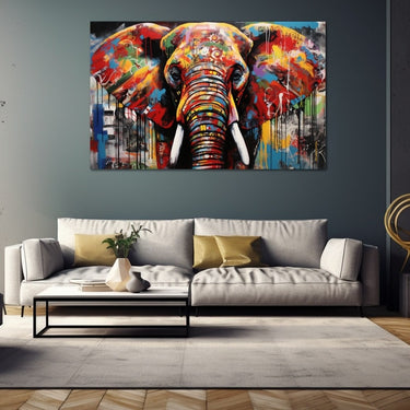 Colorful Elephant Painting on Canvas